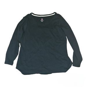 Isaac Mizrahi  Live Essentials XL Black Top Long Sleeve Shirt Casual Solid